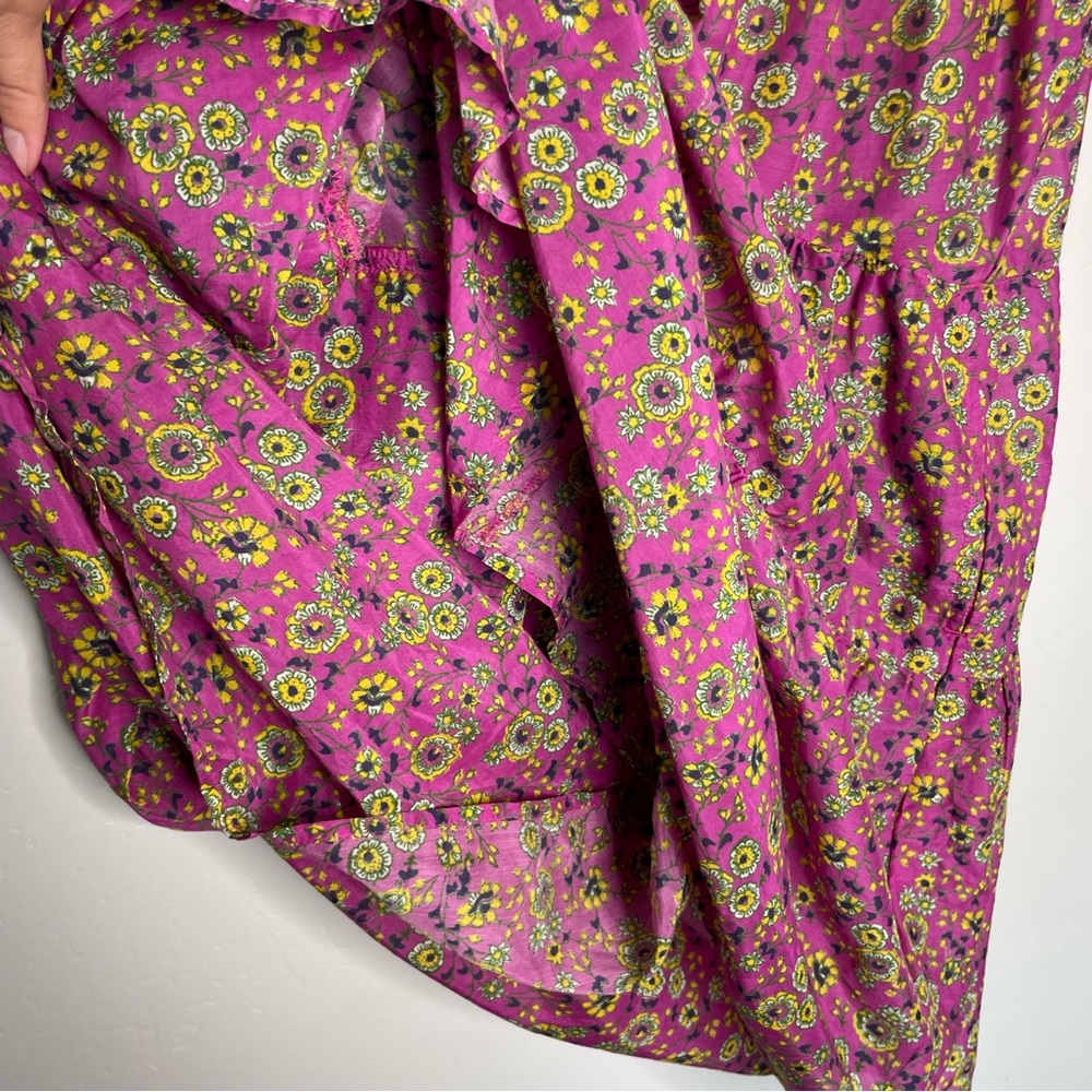 XiRENA Dalyn Mini Dress Small Pink Amethyst Floral Off Shoulder Peasant Silk - Picture 7 of 11